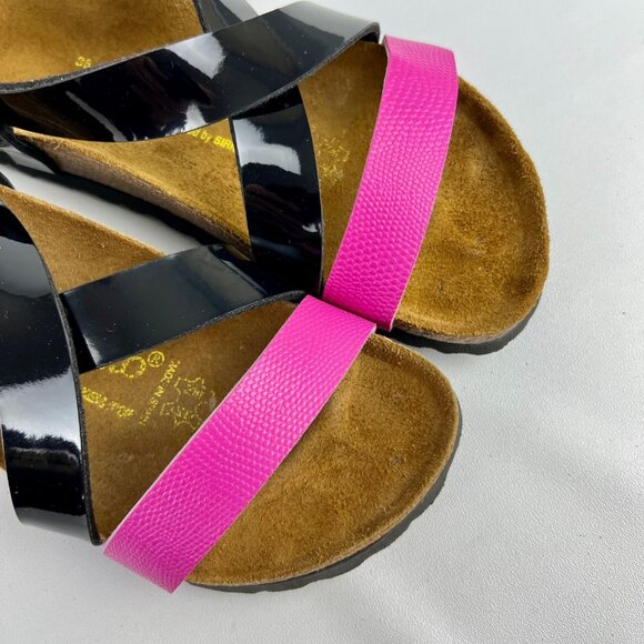 Birkenstock Papillio Womens Mykonos Cross Strap Sandals Black Pink size 36 US 5 - Picture 9 of 15